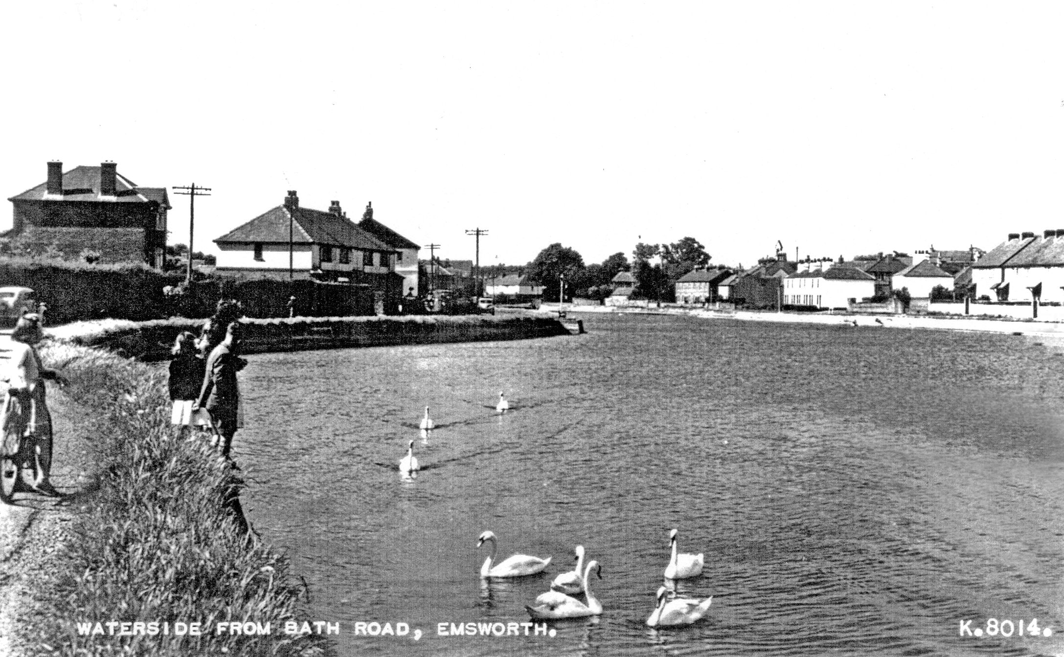 Paper copy of postcard of Waterside From Bath Road, Emsworth K.8014